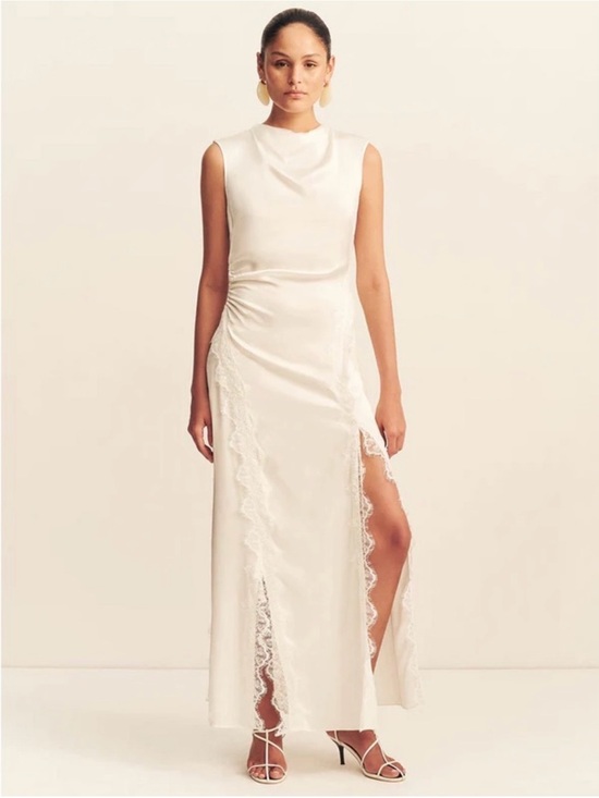 Shona Joy Dresses & Skirts - Shona Joy Allegra Ivory Lace-Trim Maxi Dress NWT size 10
